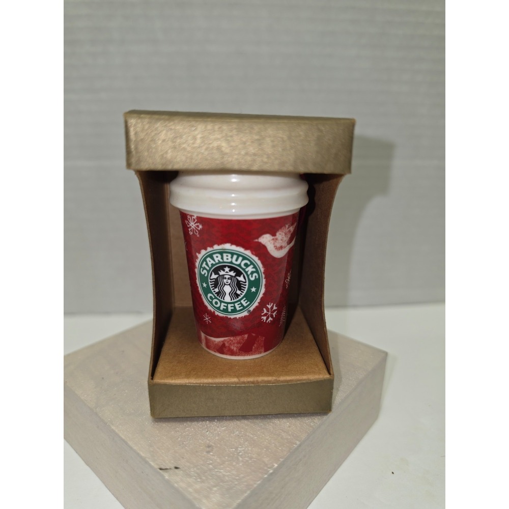 Starbucks 2008β ceramic red holiday coffee cup Christmas ornament